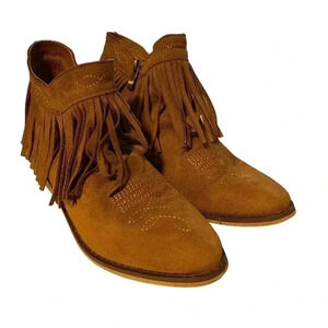 MIIM Tan Fringed Boot With Foot Details Size 6 1/2